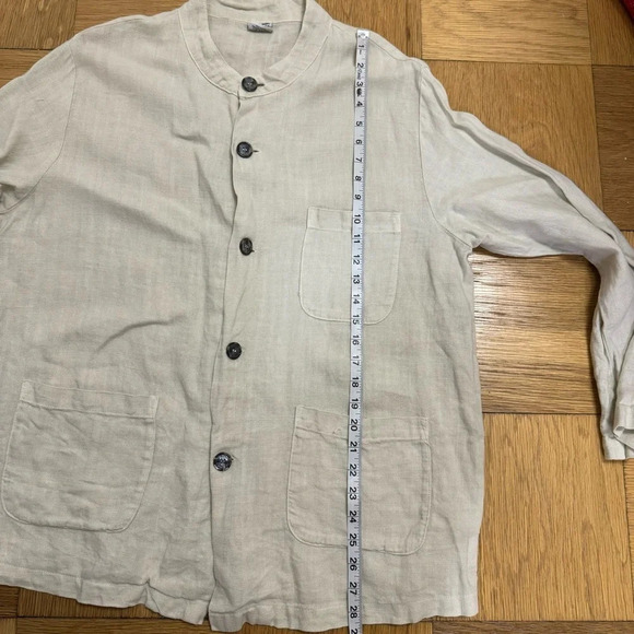 CP Shades Small Linen Button Down Shirt Lagenlook Long Sleeve Pockets - Picture 6 of 8